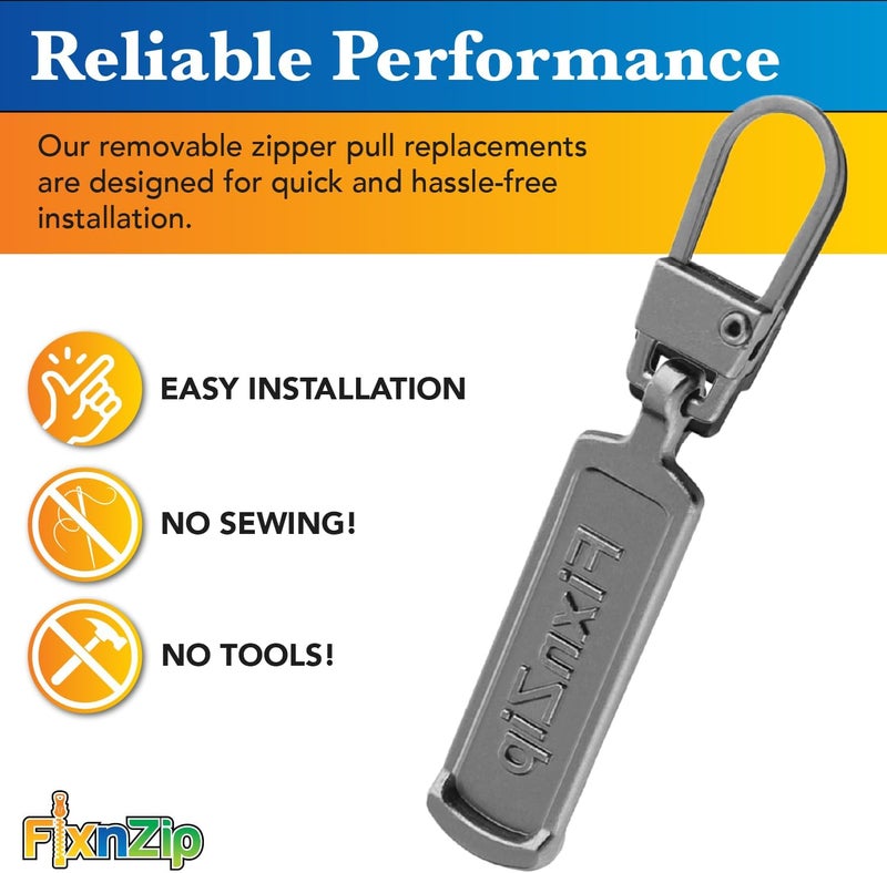 FixnZip Medium to Large Black Nickel Zipper Pull Replacements (4-Pack) | Universal Clip-On Pull Tabs for Zipper Repair, Sliders & Luggage, Jackets, Backpacks, Tents, Sleeping Bags & Outdoor Gear - Image 3